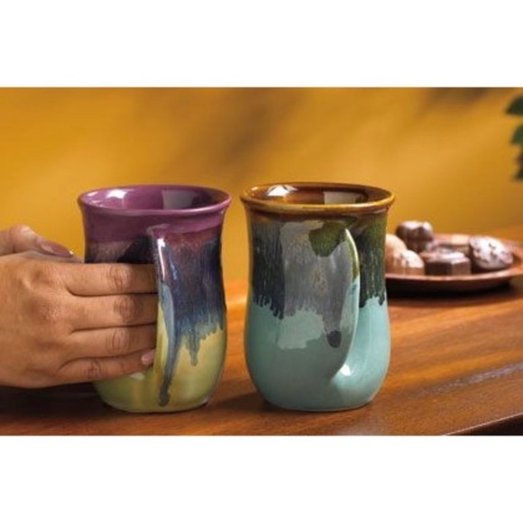 Neher Clay in Motion Mossy Creek Pottery Hand Warmer Mugs - Set of 2 - Picture 2 of 8